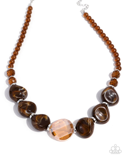 Gallery Walk Brown Necklace and Saturated Swirls Brown Earrings Set