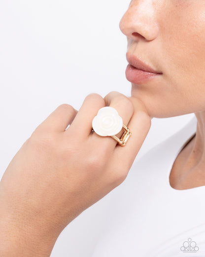 Rosy Range - Gold Choker Necklace and Top-SHELL Shine - Gold Ring