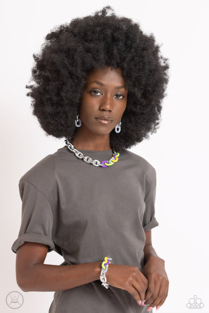 Contrasting Couture Silver Necklace and Candid Contrast Silver Bracelet Set