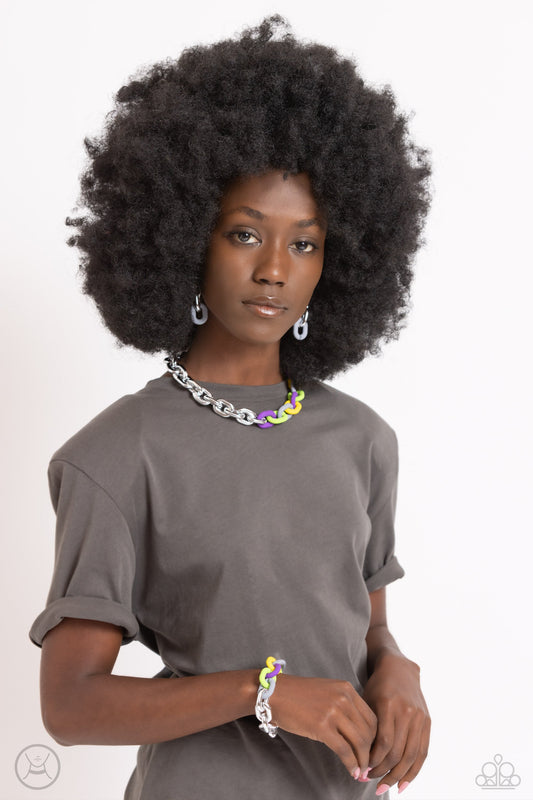 Contrasting Couture Silver Necklace and Candid Contrast Silver Bracelet Set