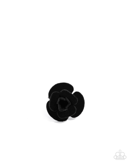 Rosette Rarity - Black Earrings and Relaxed Rosette - Black Ring