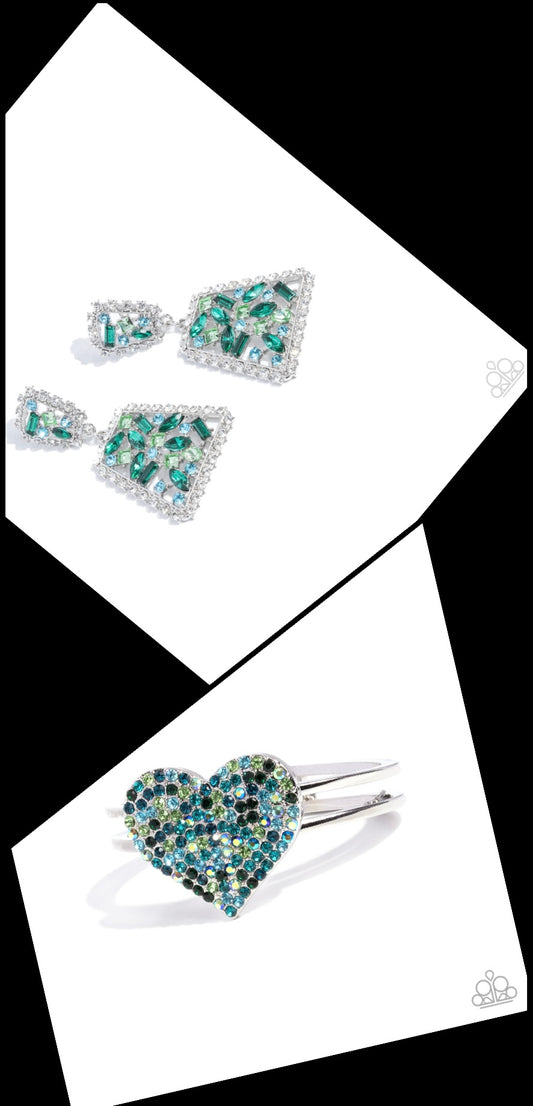 Significant Shimmer - Green - Paparazzi Bracelet and Glistening Gala - Green - Paparazzi Earrings