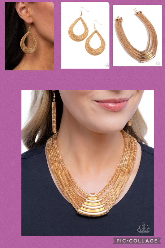 Get the MESH-age - Gold and A Hot MESH - Gold - Paparazzi Earrings