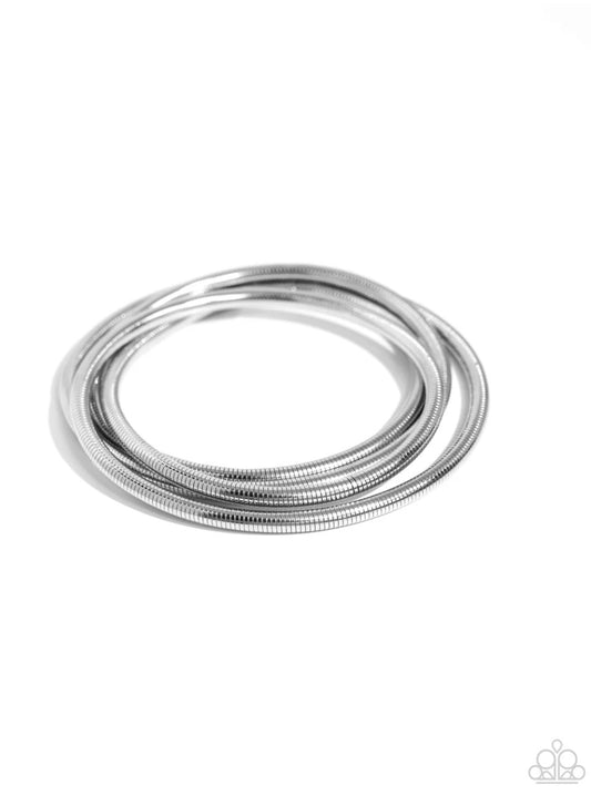 Stacked Severity - Silver - Paparazzi Bracelet