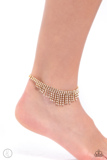Daring Decadence - Gold Necklace and Curtain Confidence Gold Anklet Set