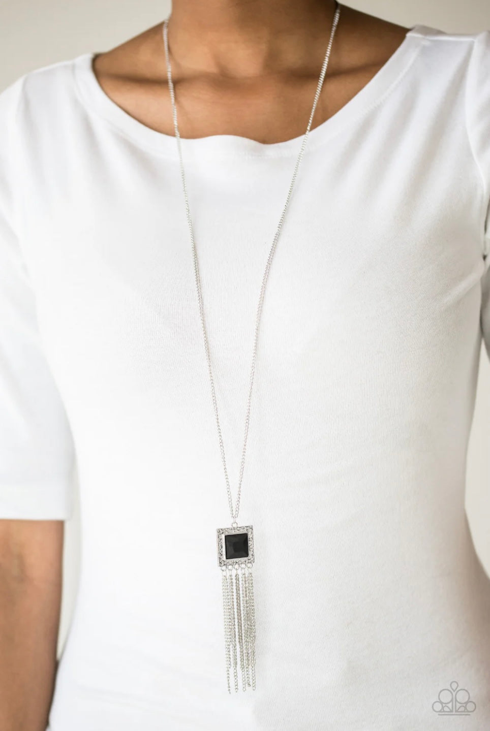 Shimmer Sensei - Black Paparazzi Necklace and Stellar Square - Black - Paparazzi Earrings Set