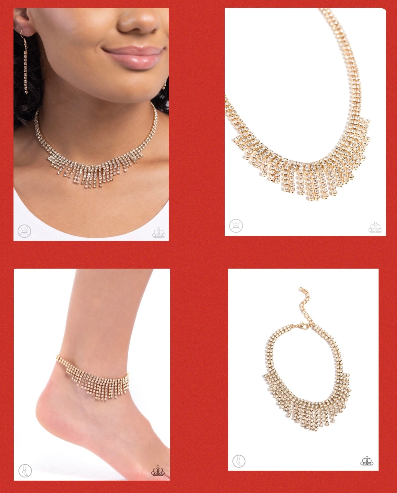 Daring Decadence - Gold Necklace and Curtain Confidence Gold Anklet Set