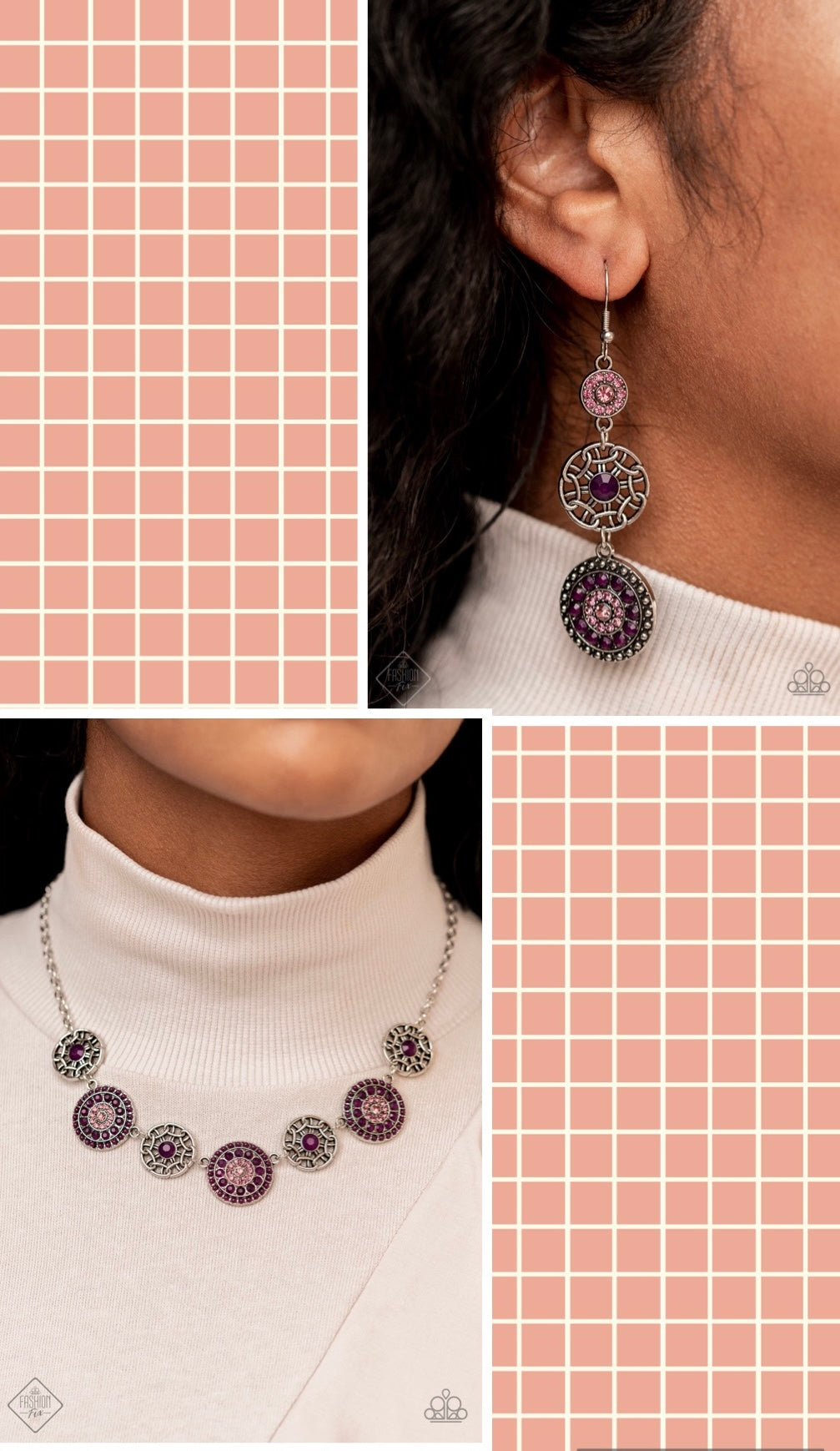 Farmers Market Fashionista - Purple Necklace and Farmhouse Hustle Purple Necklace and Earring Set