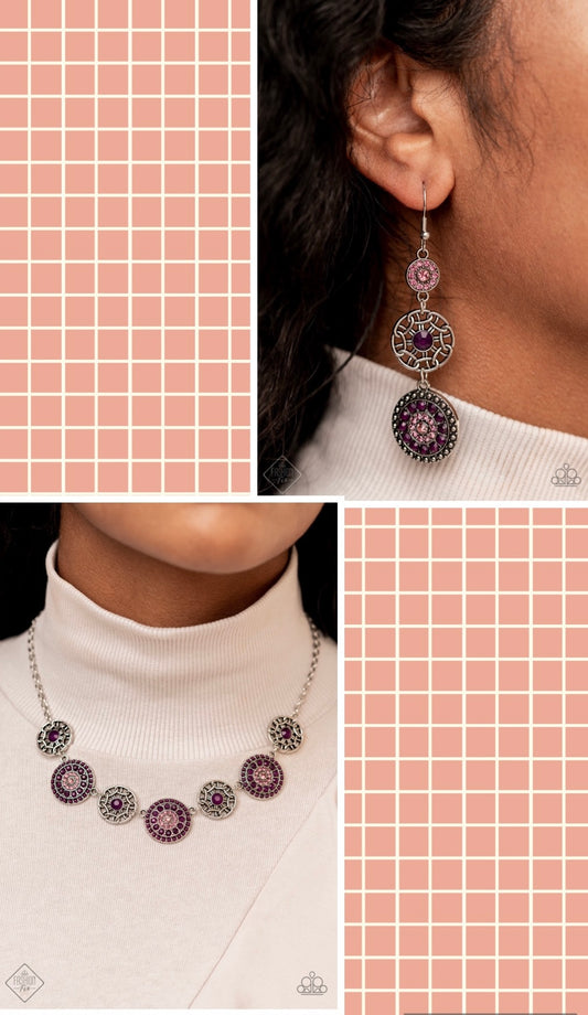 Farmers Market Fashionista - Purple Necklace and Farmhouse Hustle Purple Necklace and Earring Set