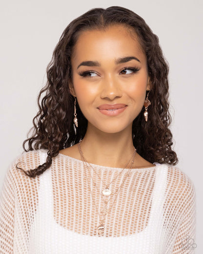 Seashell Sonata - Rose Gold Necklace and SHELL, I Was In the Area - Rose Gold Earrings