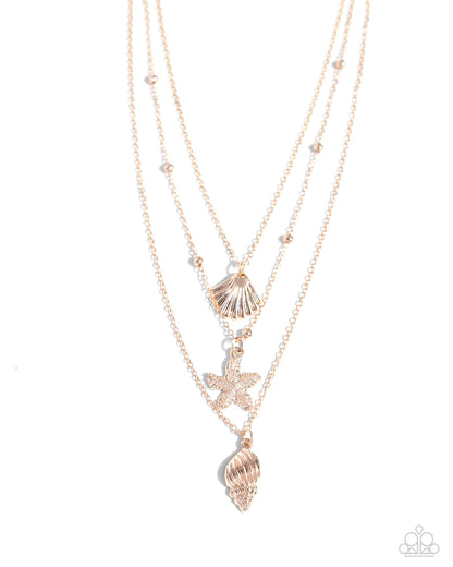 Seashell Sonata - Rose Gold Necklace and SHELL, I Was In the Area - Rose Gold Earrings