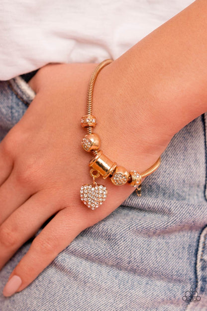 Sequined Sweetheart - Gold Necklace and Suitor Sequence - Gold Bracelet (Exclusive)