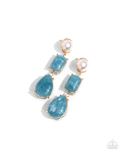 Marbled Mirage - Blue Bracelet and Marbled Masterpiece - Blue Earrings Set