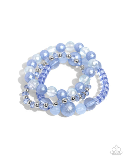 Beaded Benefit - Blue and Shattered Stack - Blue Bracelet Set