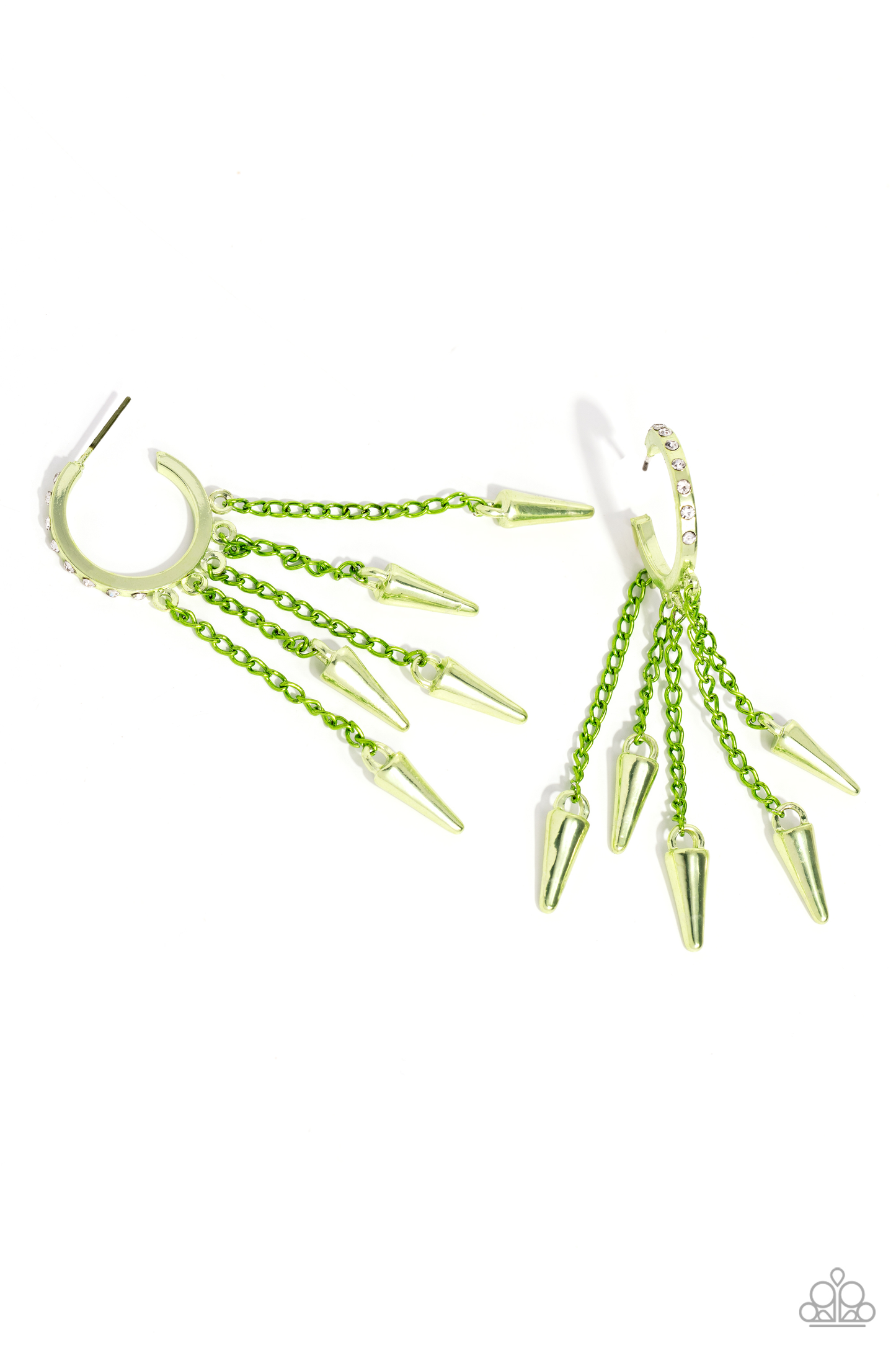 Punk Passion - Green Necklace, Piquant Punk - Green Earrings and Punky Plot Twist - Green Cuff Bracelet (3-Piece Set)
