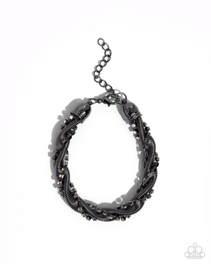 Candid Coils - Black Necklace and Coiled Champion Black Bracelet Set