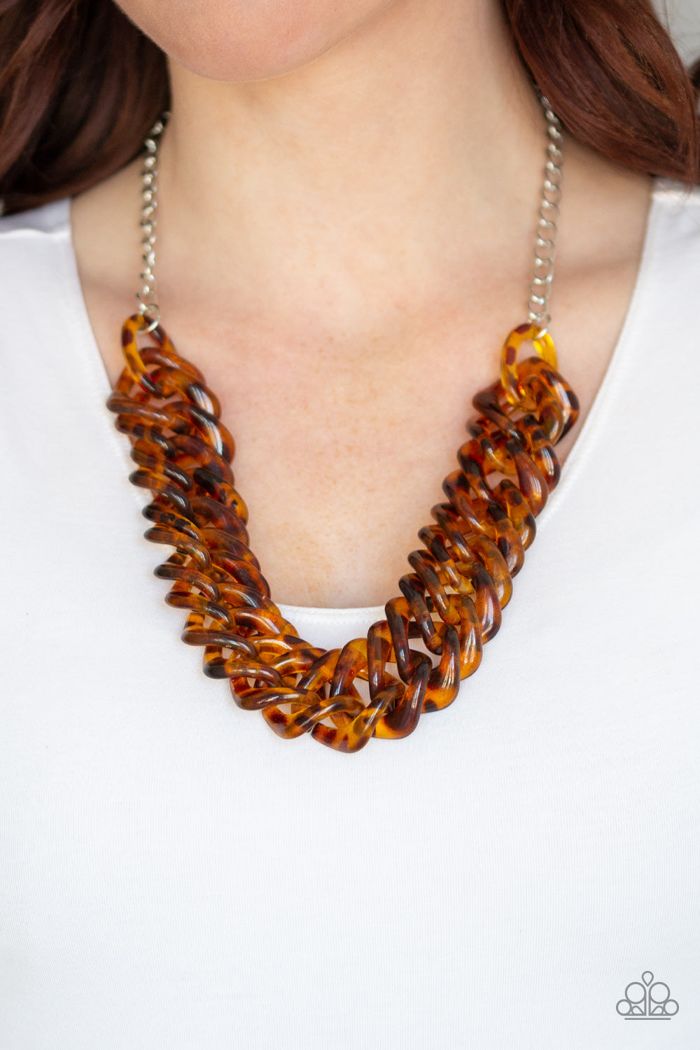 Comin In HAUTE - Brown Necklace and Glassy Gaze Brown Earrings