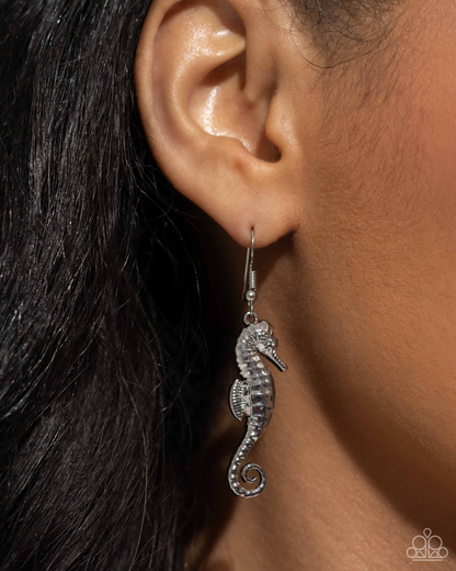 Sparkling Seahorse - Silver Necklace and Seahorse Sheen - Silver Earrings Paparazzi Set