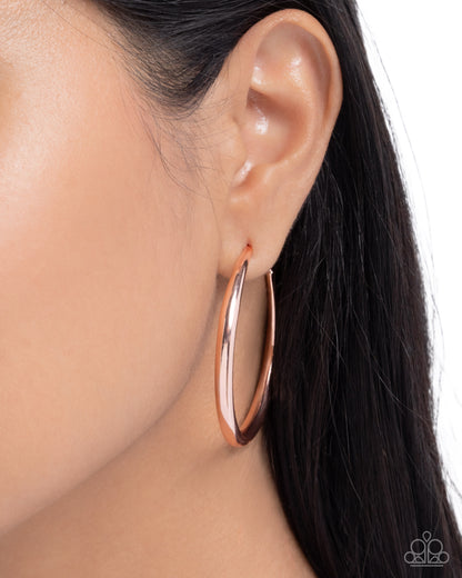 Straightforward Stack - Copper Paparazzi Necklace and Basic Business - Copper Paparazzi Earrings Set (2-Piece)