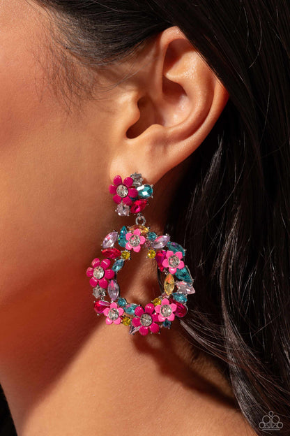 Wreathed in Wildflowers - Multi Paparazzi Earrings