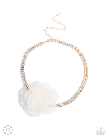 Rosy Range - Gold Choker Necklace and Top-SHELL Shine - Gold Ring