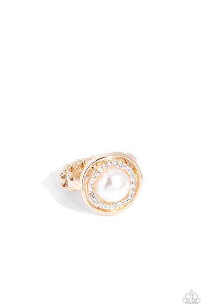 White Collar Welcome - Gold Necklace, Vastly Vintage - Gold Bracelet and Chic Center - Gold Ring