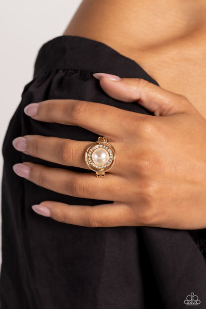 White Collar Welcome - Gold Necklace, Vastly Vintage - Gold Bracelet and Chic Center - Gold Ring