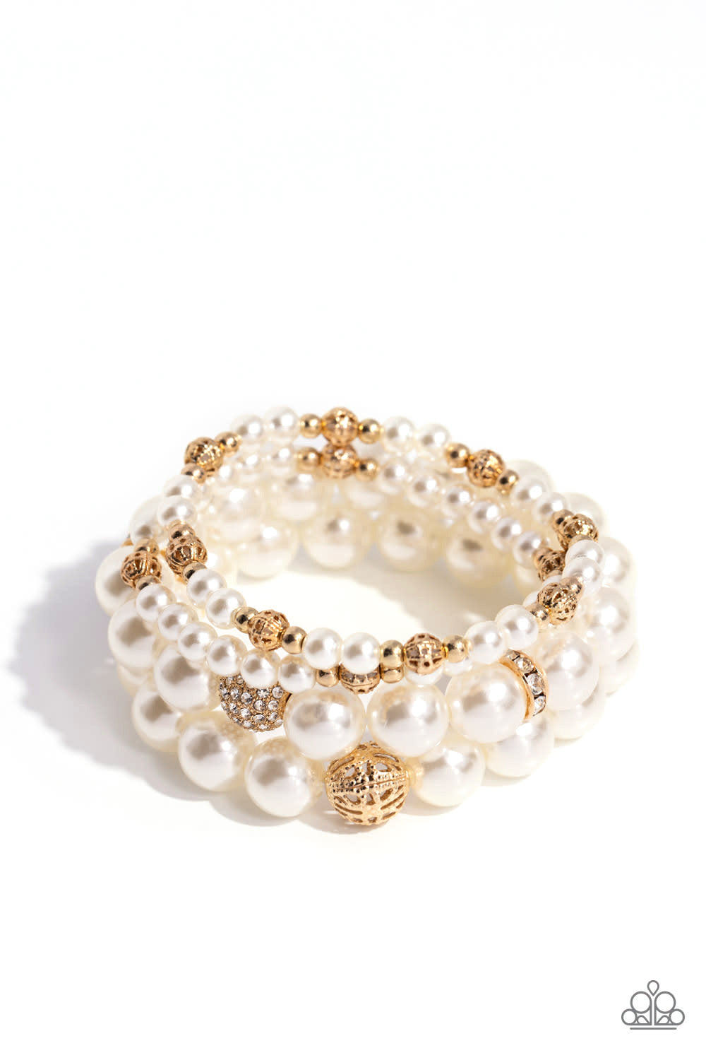 White Collar Welcome - Gold Necklace, Vastly Vintage - Gold Bracelet and Chic Center - Gold Ring