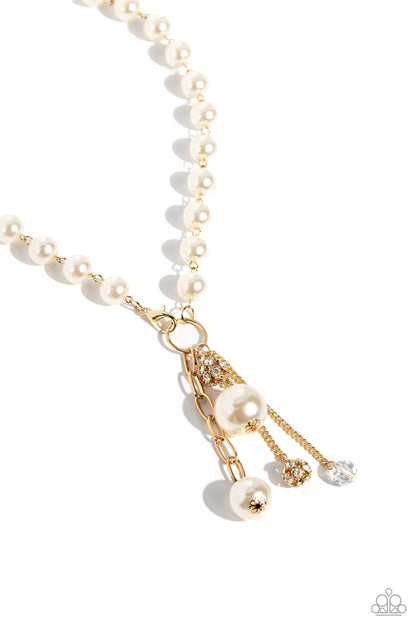 White Collar Welcome - Gold Necklace, Vastly Vintage - Gold Bracelet and Chic Center - Gold Ring