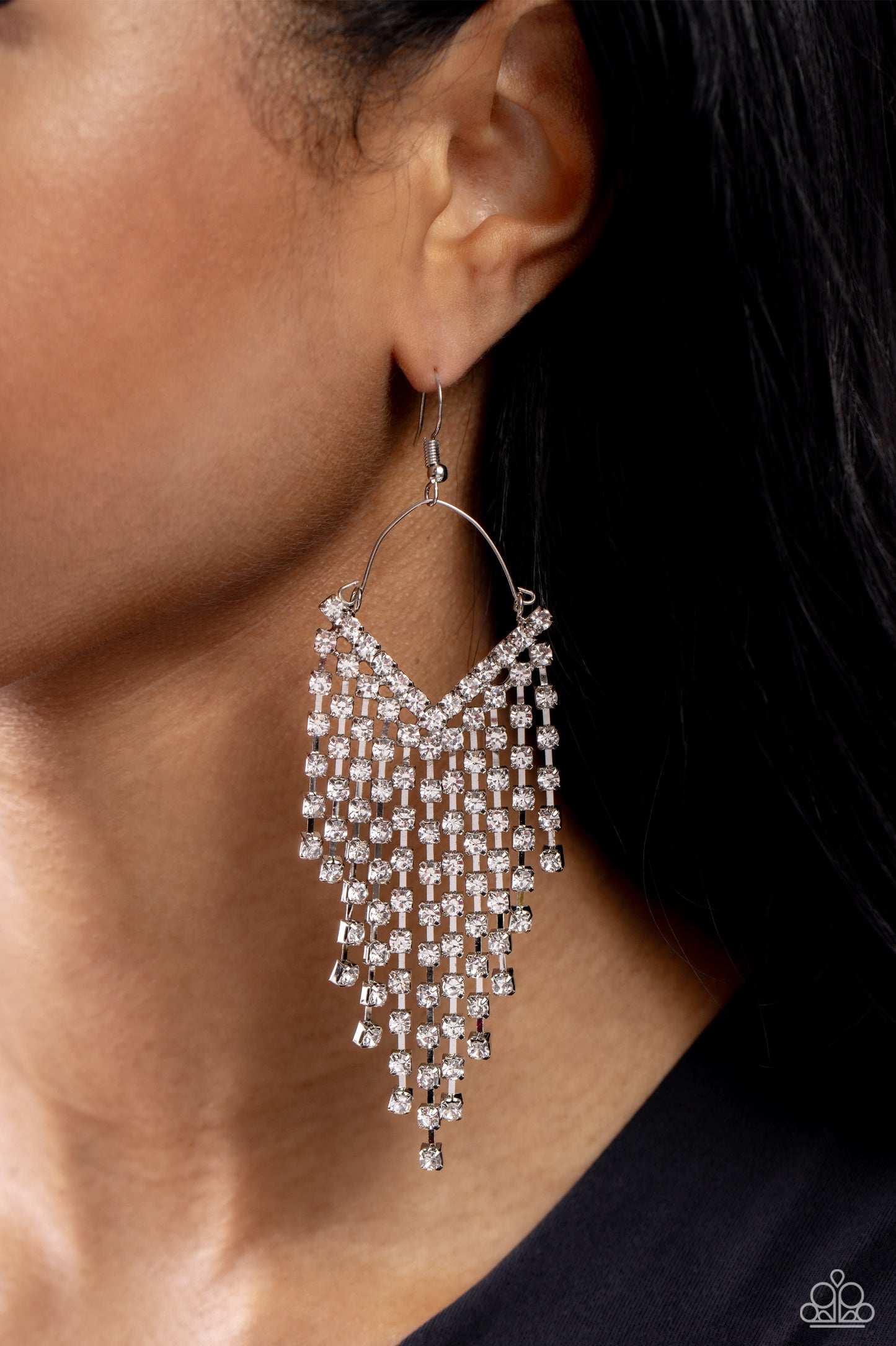 V Fallin - White Paparazzi Earrings