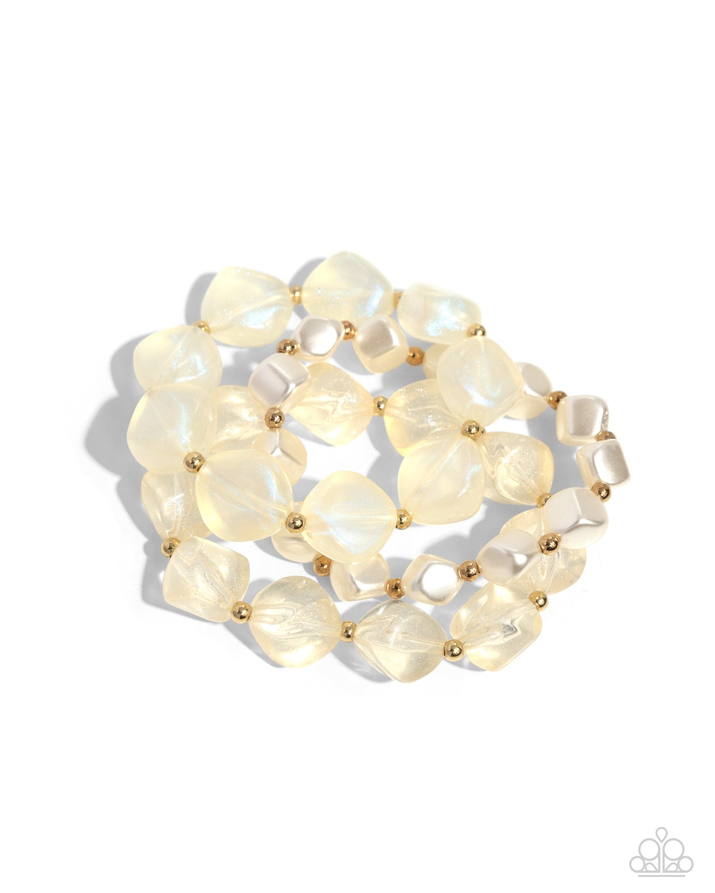 Cubed Cameo - Gold Paparazzi Necklace and Glittery Gala - Gold Paparazzi Bracelet Set