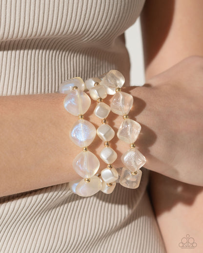 Cubed Cameo - Gold Paparazzi Necklace and Glittery Gala - Gold Paparazzi Bracelet Set