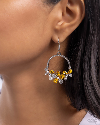 SPADES of Shimmer - Yellow - Paparazzi Necklace and Bouquet Bliss - Yellow Earrings (2-piece set)