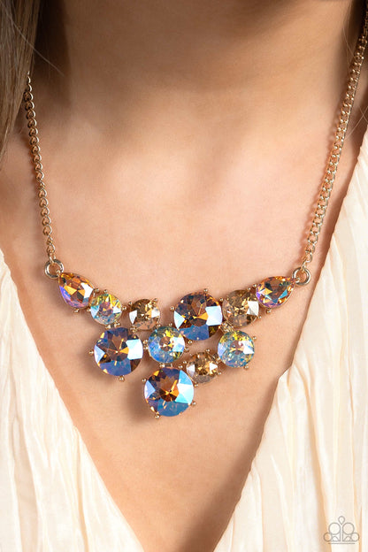 Round Royalty - Gold - Paparazzi Necklace and Twinkling Tria Gold Paparazzi Bracelet