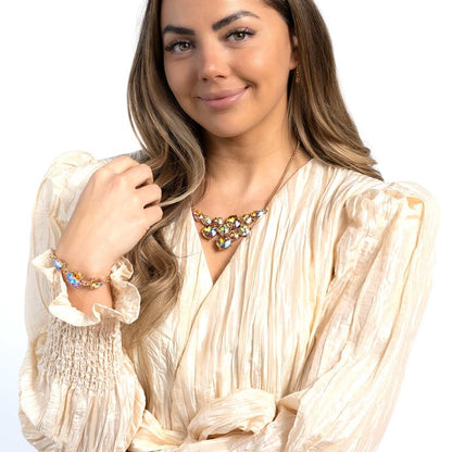 Round Royalty - Gold - Paparazzi Necklace and Twinkling Tria Gold Paparazzi Bracelet