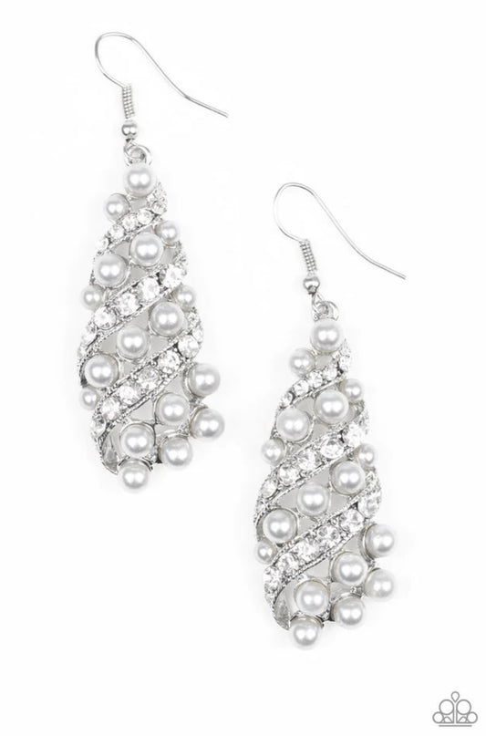 Ballroom Waltz - Silver - Paparazzi Earrings