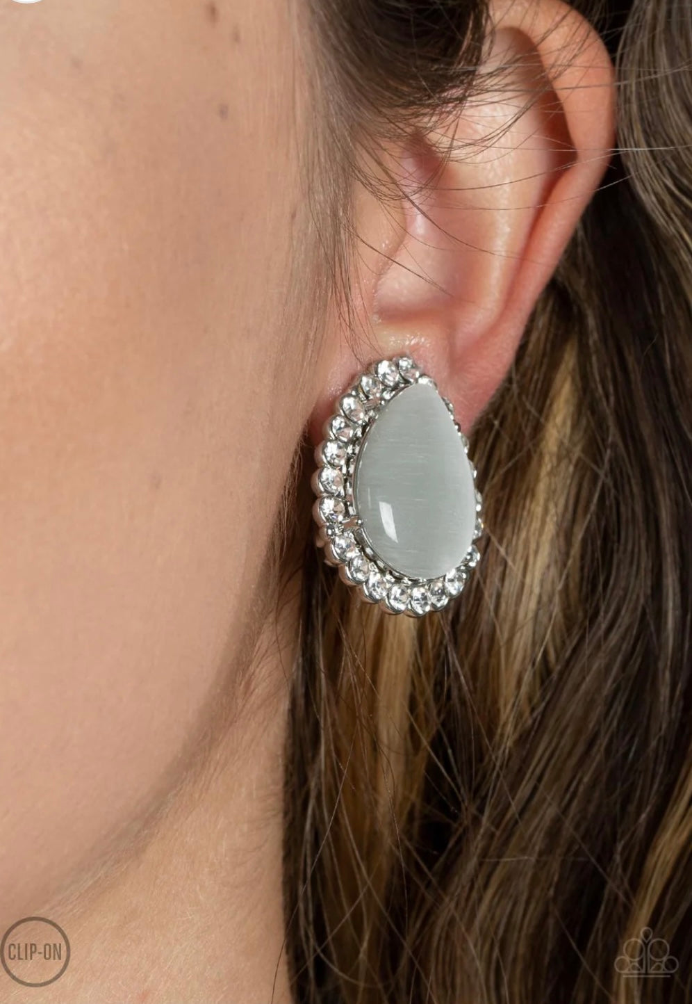 Downright Demure - White - Paparazzi Clip Ons Earrings