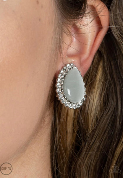 Downright Demure - White - Paparazzi Clip Ons Earrings
