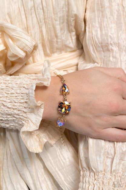 Round Royalty - Gold - Paparazzi Necklace and Twinkling Tria Gold Paparazzi Bracelet