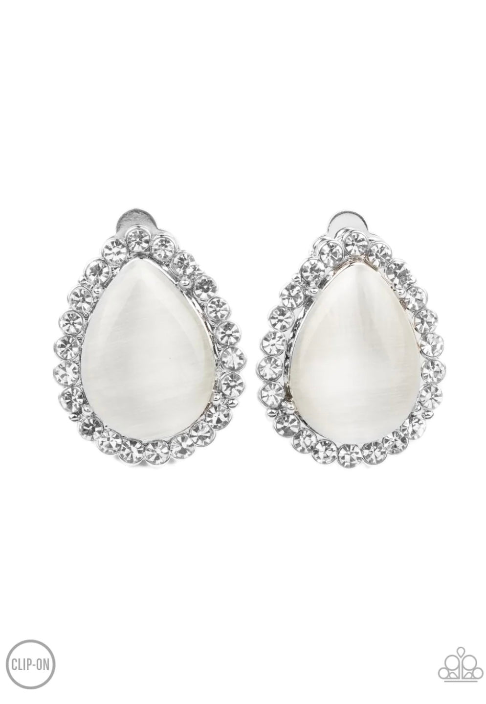 Downright Demure - White - Paparazzi Clip Ons Earrings