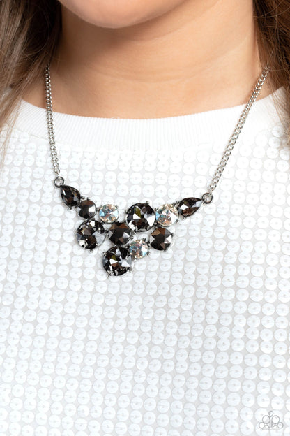 Round Royalty Silver Necklace and Twinkling Trio Silver Bracelet - Paparazzi Set
