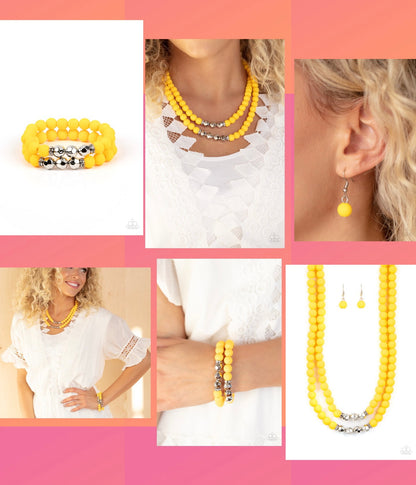 Summer Splash - Yellow - Necklace and Dip and Dive Yellow Bracelet