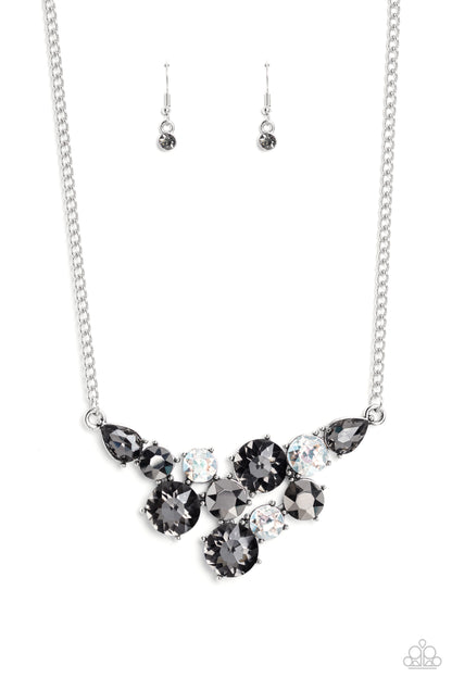Round Royalty Silver Necklace and Twinkling Trio Silver Bracelet - Paparazzi Set