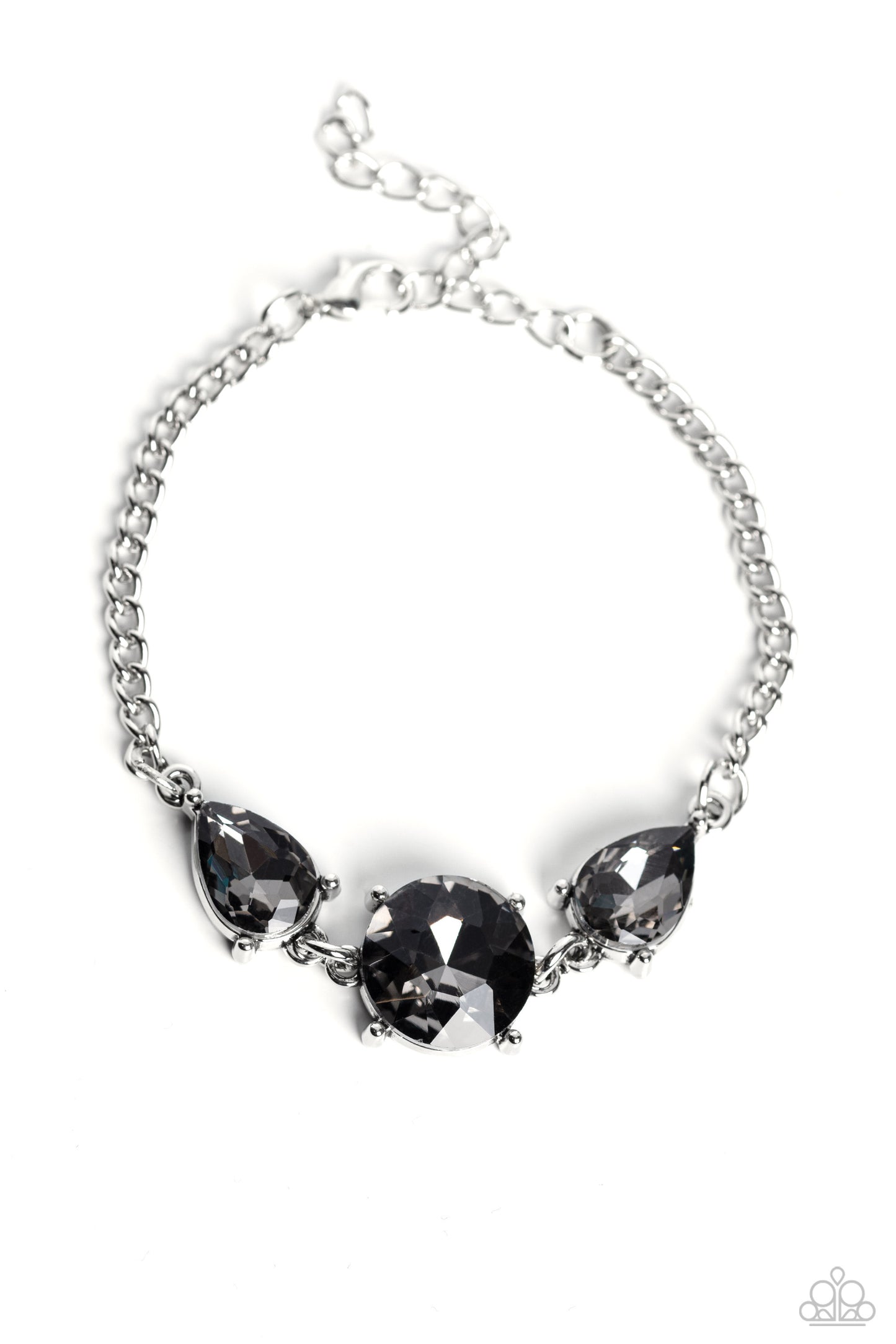 Round Royalty Silver Necklace and Twinkling Trio Silver Bracelet - Paparazzi Set
