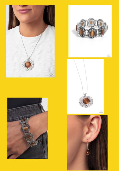 Maze Stunner Brown Necklace and Vintage Vault Brown Bracelet Set