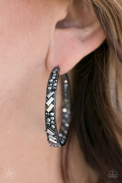 Glitzy By Association - Black - Paparazzi Earrings