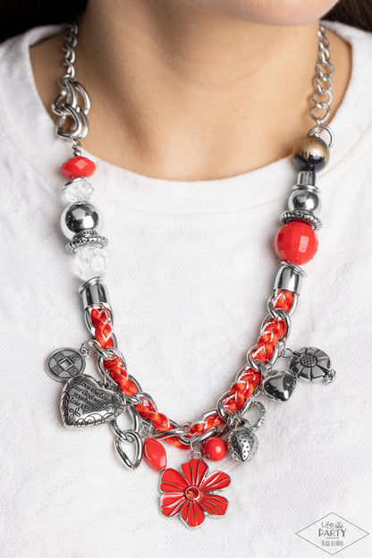 Charmed, I Am Sure - Red - Paparazzi Necklace (2023 Black Diamond LOP)