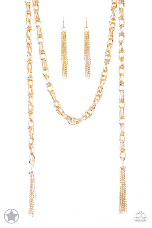 Scarfed for Attention - Gold - Paparazzi Necklace
