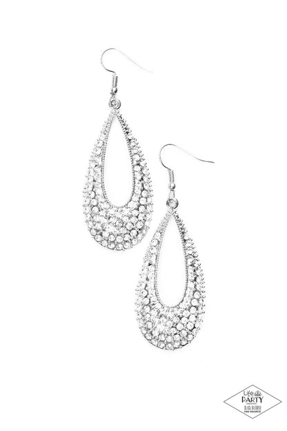 Big-Time Spender - White - Paparazzi Earrings