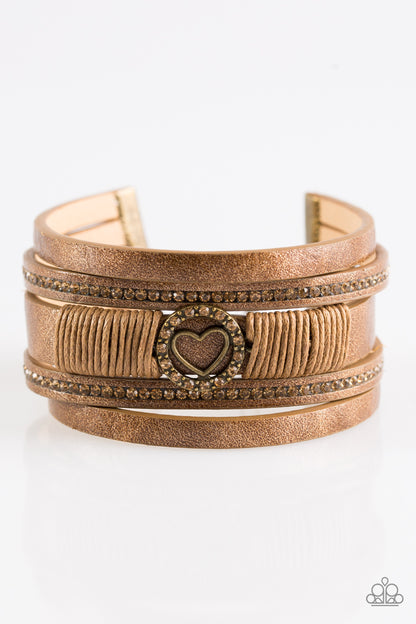 It Takes Heart - Brass - Paparazzi Bracelet